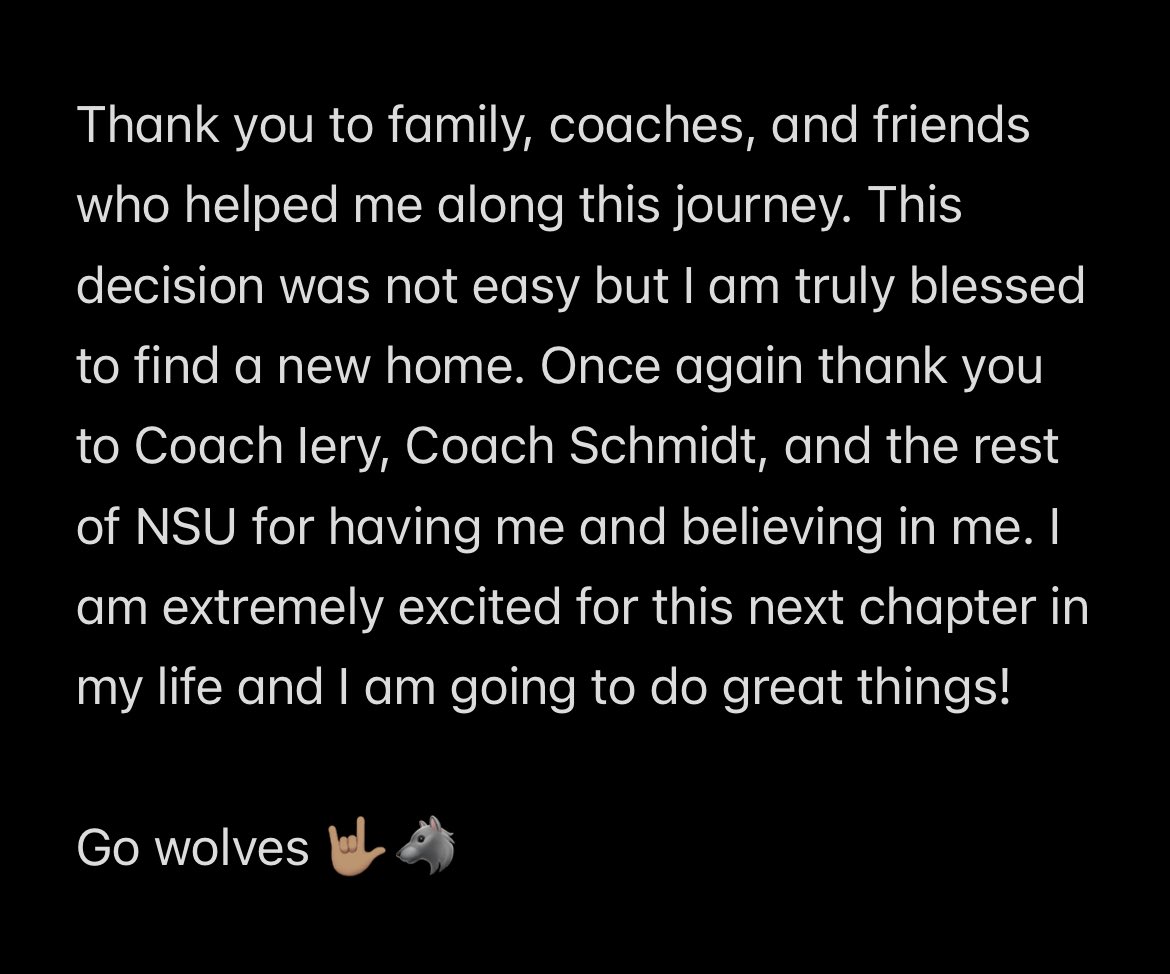 After a great official visit, I am blessed to say I am 100% committed to Northern State University! Thank you to <a href="/NSUCoachSchmidt/">Mike Schmidt</a> <a href="/jakeiery42/">Jake Iery</a> and the rest of the coaching staff for the hospitality and kindness.