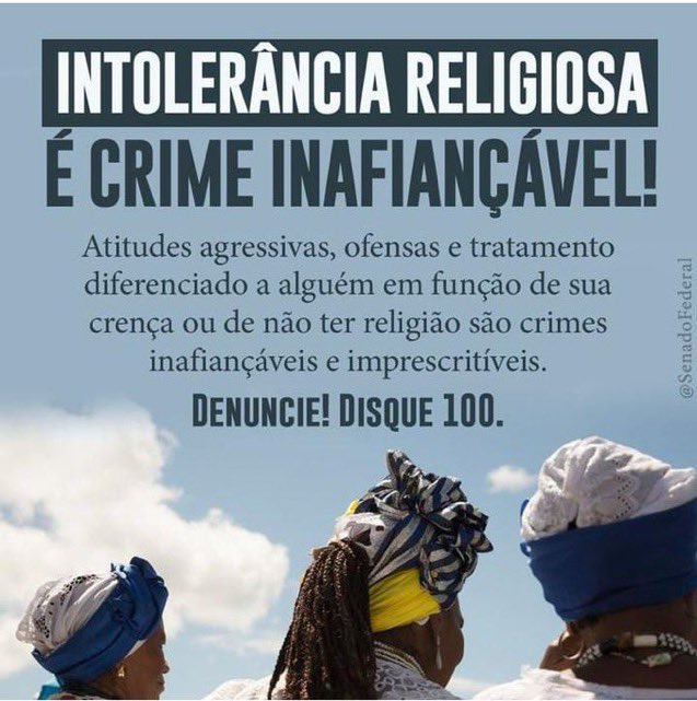 nessacouttto's tweet photo. Eu respeito a sua religião.
Peço que você respeite a minha.
E assim podemos viver em paz, cada um com a sua fé.
21 de janeiro.
Dia nacional do combate á Intolerância Religiosa. https://t.co/G9ZvBqOm7c