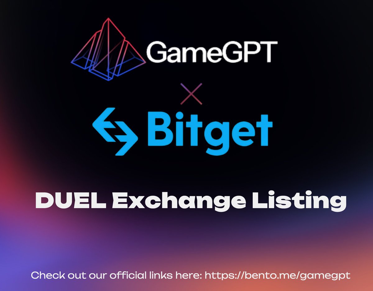 Day 9 of 21 days of $DUEL🔥

Happy Sunday! Ready for more big news on $DUEL? 

$DUEL will be listed on BitGet January 23! This will allow us to offer even more options to find and trade $DUEL! We are constantly working to have the best experience and most options available for
