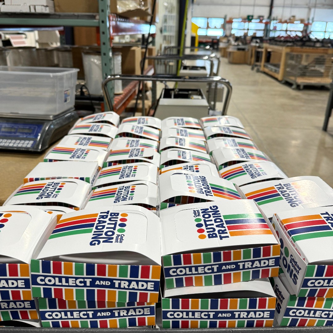 PureButtons's tweet photo. Cedar Point boxes! Assembled and waiting to be topped off with this years latest designs. @CedarPoint
#CustomButtons #PureButtons #MADEINUSA https://t.co/uZ1sEEDmNV