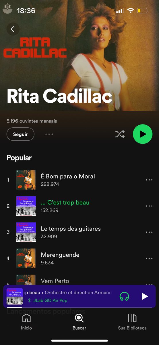 E o Spotify que confundiu as Ritas Cadillac e colocou duas músicas de uma outra Rita associada a Rita brasileira. 

Basicamente depois de “É bom para o moral” vem C’est trop beau.