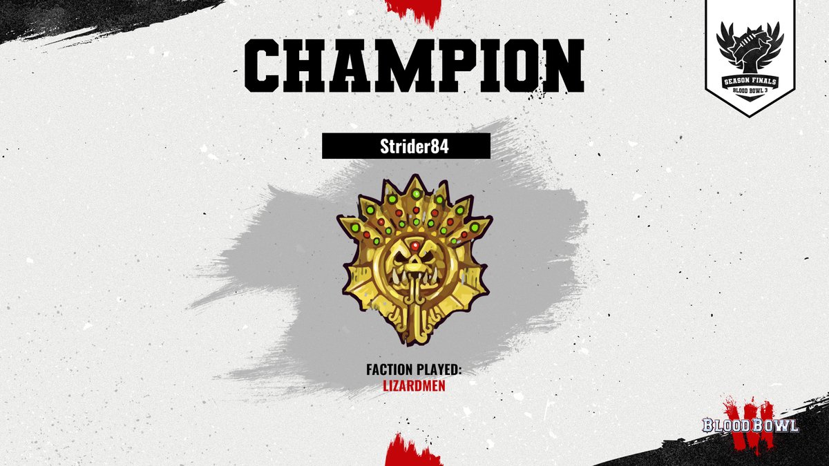 BloodBowl_Game's tweet photo. Hats off to Strider84,the  Champion of the first edition of the BB3 Season Finals! 🏆

We hope you enjoyed following the event as much as we did organizing it .

This is just the beginning 🏈 https://t.co/rrVsfK1Wry