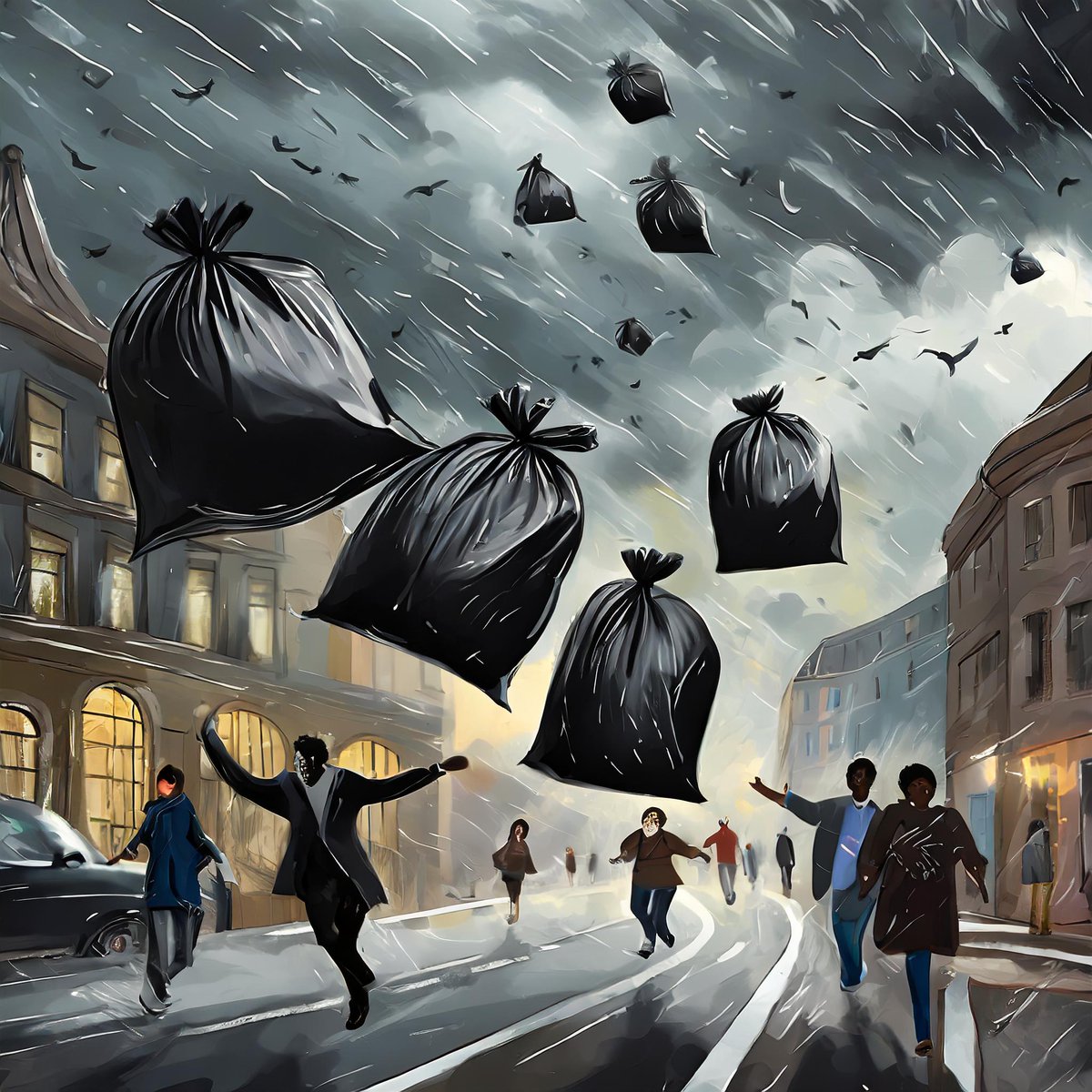 Crumpet_Love's tweet photo. Decided to give AI art a go and generate what I think bin day will be like for me :D #StaySafe  #StormIsha #AdobeFirefly https://t.co/uDsASuc9GF