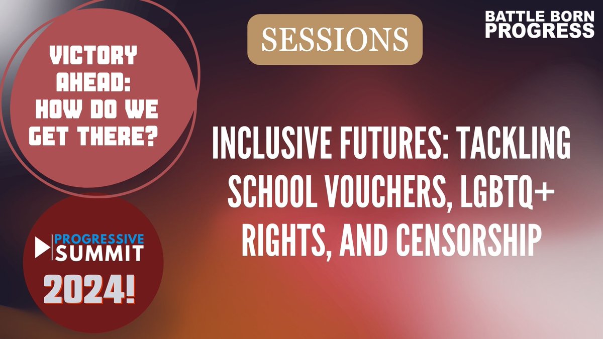 BattleBornProg's tweet photo. Last panel discussion of the #ProgressiveSummit - Inclusive Futures and tackling school vouchers. Join us for this important session - https://t.co/SWwJOSE3yn This is going to be a great discussion! https://t.co/BdFPVwUMBD