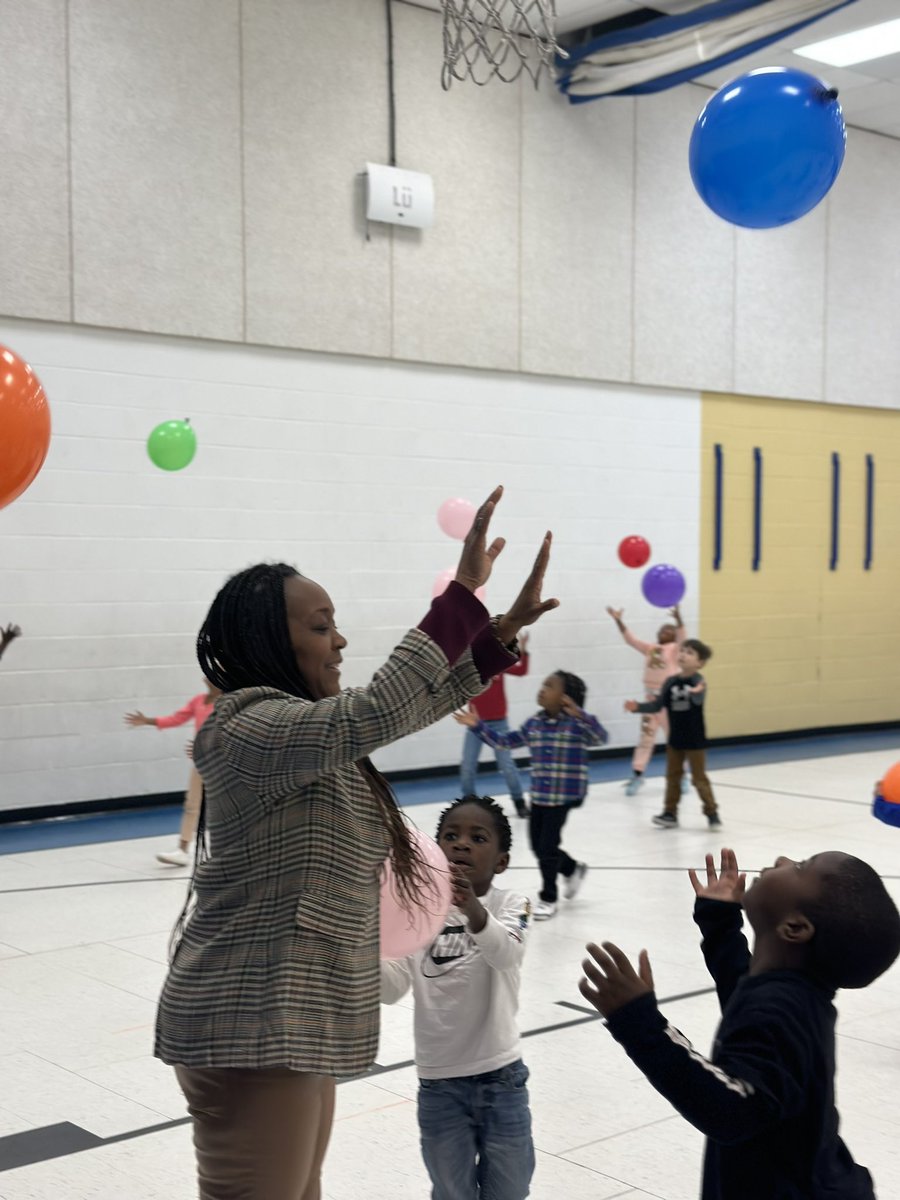 Our kindergarten students and Dr. Adams had a great time in PE learning how to strike an object with their body parts!