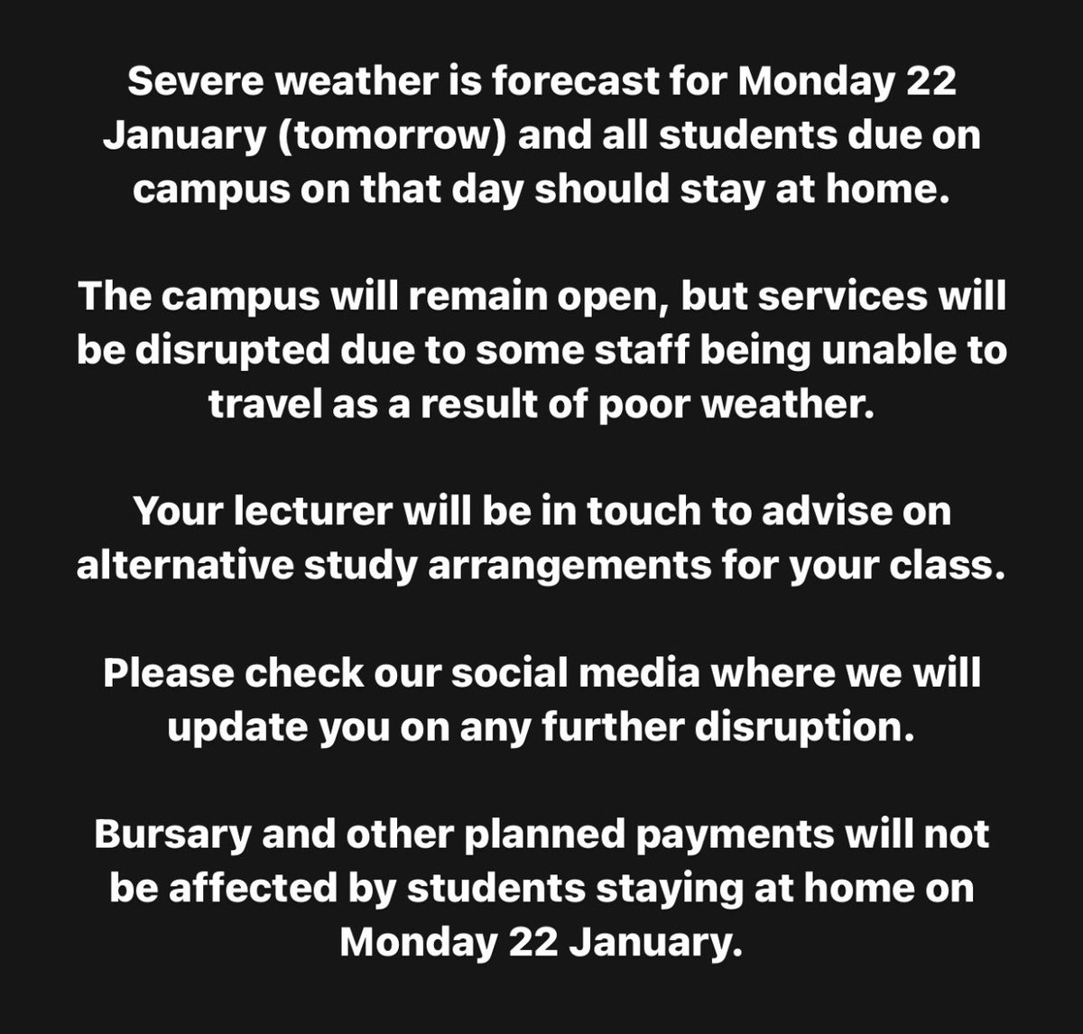Important information for all students 📢