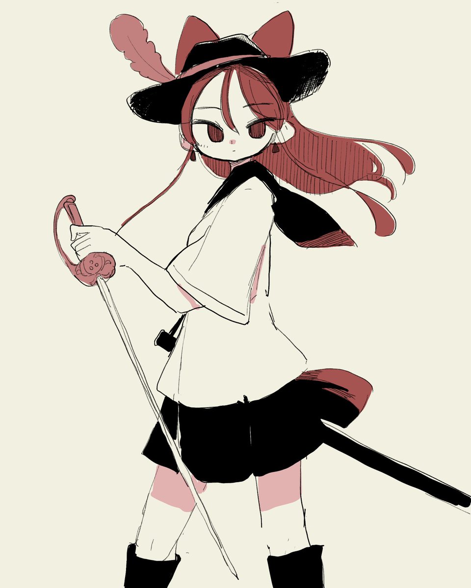 1girl weapon sword solo hat holding skirt  illustration images