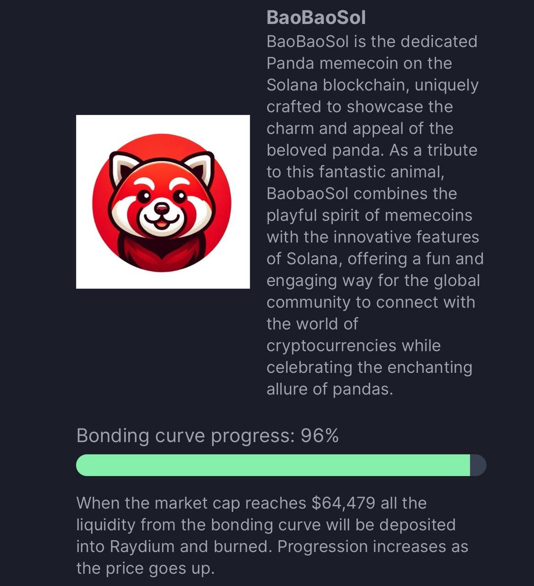 a1lon9's tweet image. ~ 2 days after the launch of @pumpdotfun and the first coin is about to graduate from the bonding curve to an LP on @RaydiumProtocol

this is with 0 bots using the platform, 0 integrations with chart providers, tg bots &amp;amp; aggregators

imagine when integrations are live...