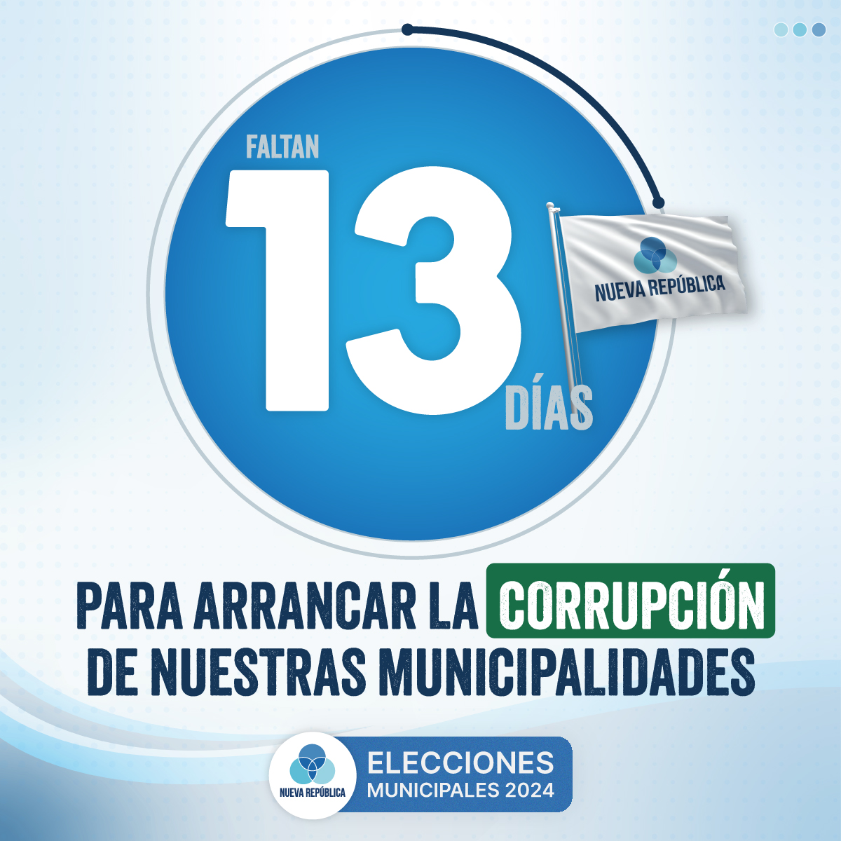 ¡A tan solo 13 días de marcar la diferencia! Este 4 de febrero, tu voto por nuestros candidatos será la clave para poner fin a la corrupción en tu cantón. ¡Unite a nosotros y juntos, avancemos hacia un mejor futuro para Costa Rica! 📷 #NuevaRepública #EM24