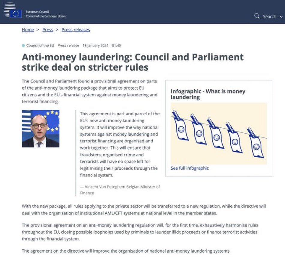 1000 Euro rule: New EU decision means an end to crypto self-custody and summons total control 

What is changing: From the end of 2024, new EU regulations will take effect, which will primarily affect crypto-asset service providers (CASPs). They will have to carry out