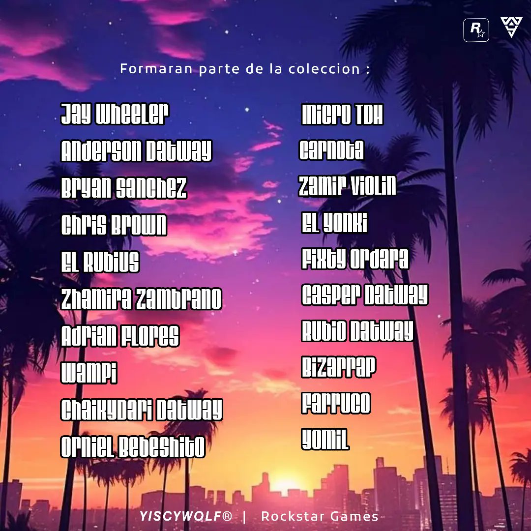 YISCYWOLF_'s tweet photo. Este próximo 10 de febrero, @YISCYWOLF_ estrena su nueva colección de arte inspirada en el popular videojuego de @rockstargames #GTA6

#GTAyiscywolf https://t.co/iUUxKyW0P5