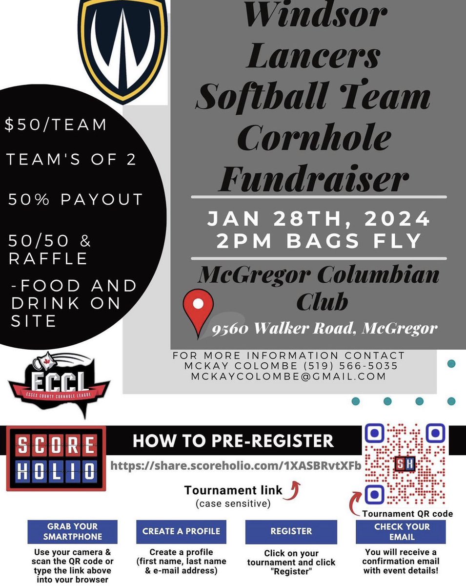 ONE WEEK LEFT TO REGISTER!!💙💛

Our Cornhole Fundraiser tournament is so soon! We are looking forward to seeing you all there. Spots are filling up fast, so make sure to pre-register with the QR code or the link below ASAP!

scoreholio.app.link/1XASBRvtXFb?_p…

Go Lancers!💙💛