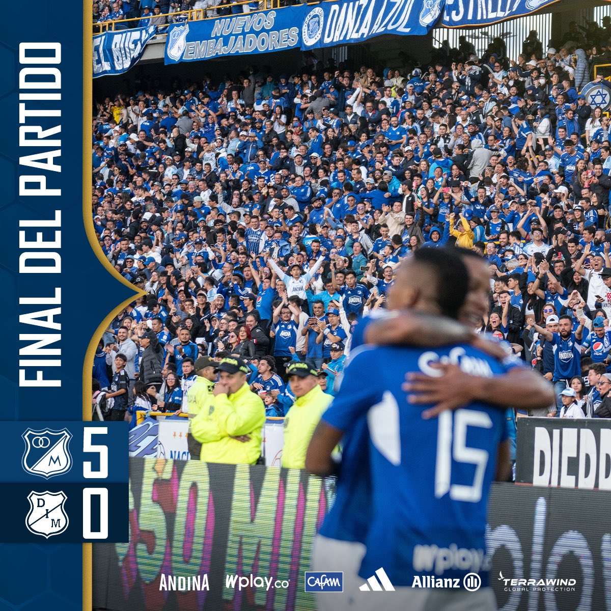 MillosFCoficial's tweet image. ⏱️ 90’ ¡EMPEZAMOS CON EL PIE DERECHO Y LA MANITA COMPLETA! 👋🏟️⚽️💙🔥 ¡Gran debut en casa! 

▶️ La próxima cita es este miércoles en el juego de vuelta de la SúperLiga. ¡VAMOS TODOS UNIDOS! Ⓜ️🔝 ¡VAMOS MILLONARIOS! 

🔵⚪️MFC 5️⃣ - 0️⃣ DIM 🔴🔵

#JuntosPorLaGrandeza