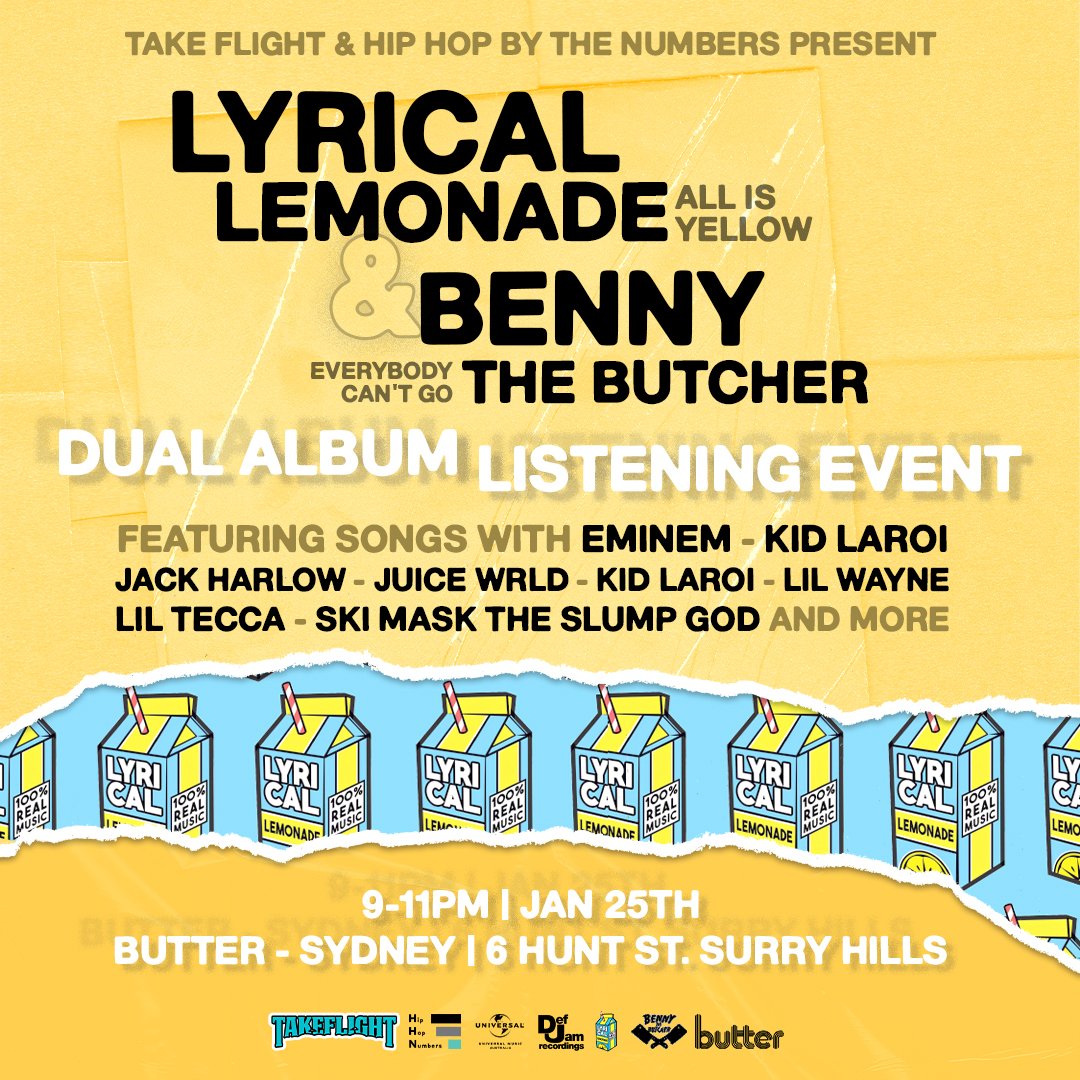 ⚠️ Want to hear the new @LyricaLemonade & Benny The Butcher project before anyone else? Head to the link in bio for your chance to win a double pass to the exclusive event 🍋🌐💛