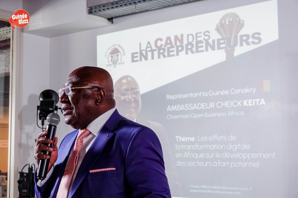 GuineeBuzz's tweet photo. 🔴La #Guinée dignement représentée à #Paris à la #CAN DES #ENTREPRENEURS par l'Ambassadeur Cheick KEITA, Président Open Business #Africa 😍🇬🇳

Un évènement Signé par @AlainTiba fondateur de LET'S TALK BEST #Business ✅

👉Moments forts à revivre sur @GuineeBuzzTV la chaine au coeur des évènements de la diaspora Africaine.