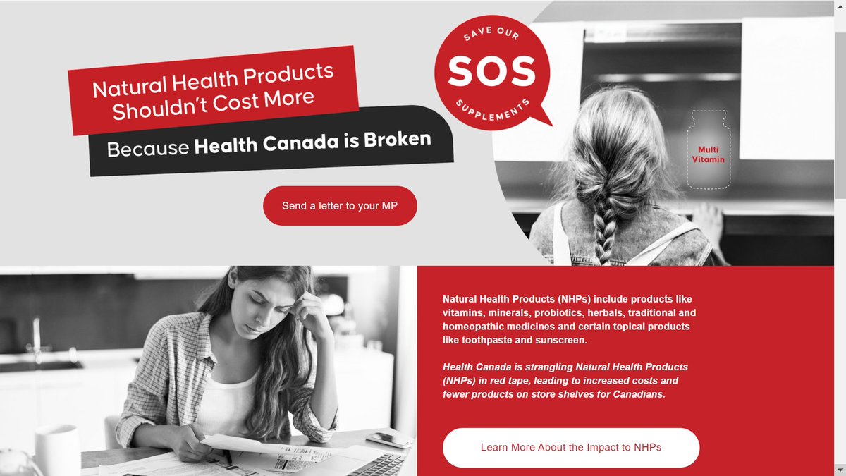 Save natural health products. See the online form to easily email your MP...

saveoursupplements.ca