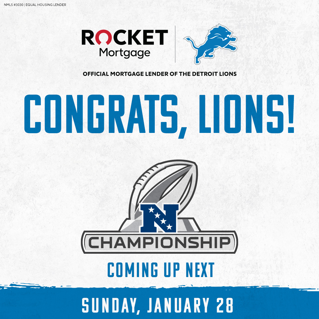 Detroit is HYPED tonight! Congrats, Lions, on your divisional round playoff victory at home. Let's GO! NMLS #3030