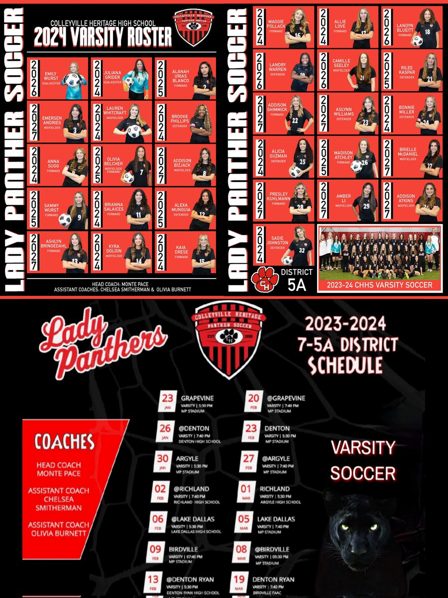 Colleyville Heritage High School |๐พ (@chhs_lpsoccer) on Twitter photo Colleyville Heritage Lady Panthers
2024 District Schedule & Varsity Roster๐ <a href="/GCISD_Athletics/">GCISD Athletics Dept.</a> <a href="/CHPantherPride/">Colleyville Heritage</a> Colleyville Heritage Lady Panthers
2024 District Schedule & Varsity Roster๐ <a href="/GCISD_Athletics/">GCISD Athletics Dept.</a> <a href="/CHPantherPride/">Colleyville Heritage</a>