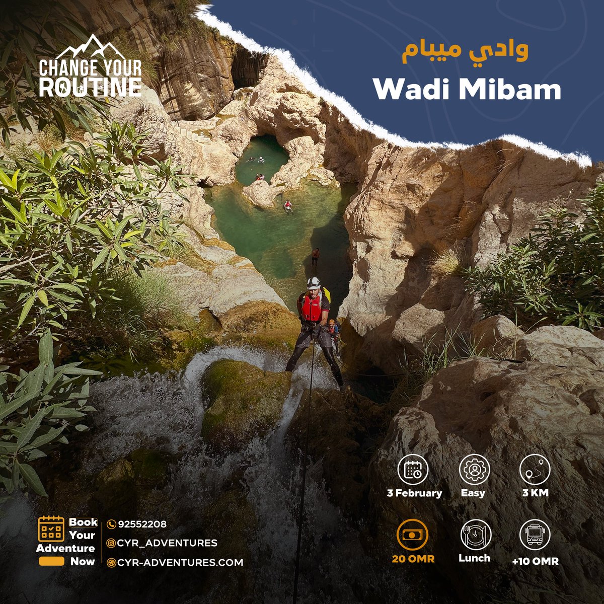 cyr_adventures's tweet photo. جدول مغامرات فبراير 

احجز مغامرتك الآن 
عبر موقعنا الإلكتروني المرفق في البايو 
👆📱

__

February adventure schedule

Book your next adventure now 
Website link in bio
📱👆

•
#سلطنة_عمان #هيثم_بن_طارق #وادي_حاور #وادي_ميبام #سياحة_بيئية #مغامرات #الشعب_يريد_رحيل_اتحاد_الكرة https://t.co/iIDSdoavBT