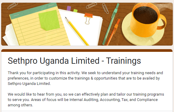 SethproUganda's tweet photo. We intend to train you in Internal Audit, Accounting, Tax among other aspects.

Speak to us through this Survey: https://t.co/Oa9f5zaUpz https://t.co/eq3ehDFlQo