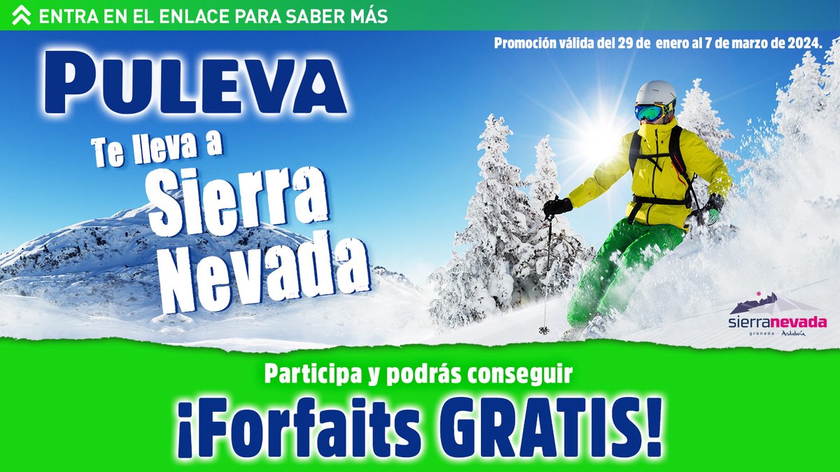 Gana FORFAITS GRATIS para esta temporada en @websierranevada ⛷️🏂 PARTICIPA YA en pulevatellevaasierranevada.es