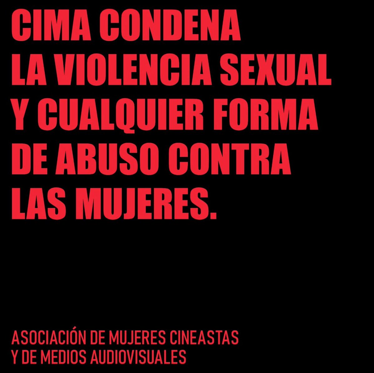Condenamos todo tipo de violencia y abuso contra las mujeres. Nos sentimos profundamente orgullosas de las compañeras que con tanta valentía han dado un paso adelante y expuesto sus experiencias.
El acoso no se puede perpetuar.  
#SeAcabó #MeToo #CineEspañol