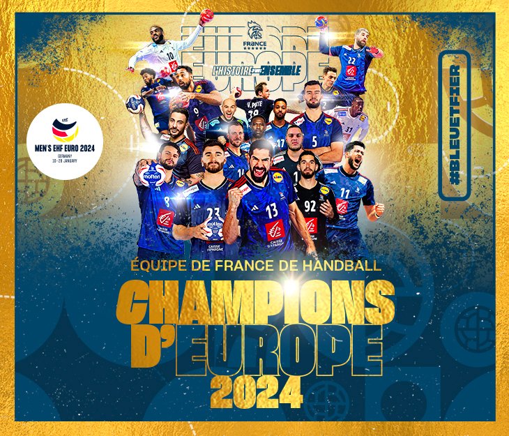 Bravo à l’équipe de France, championne d’Europe face au Danemark 👏 Fiers d’être partenaire de cette équipe hors norme. En route pour les JO 2024 ! #handball #bleuetfier #paris2024 #equipedefrance #partnership #proud