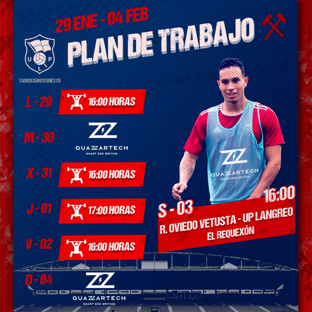 UPLangreo's tweet photo. 🗓 ⚒ 𝗣𝗟𝗔𝗡 𝗗𝗘 𝗧𝗥𝗔𝗕𝗔𝗝𝗢 🆚 @RealOviedo Vetusta
 
🔵🔴 #TamosXuntosNesto https://t.co/AeQSu3LVc4