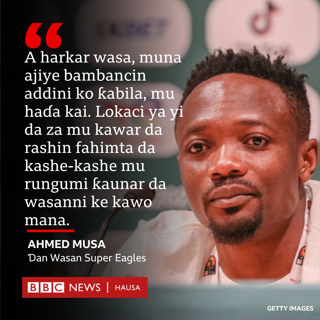 bbchausa's tweet photo. Kyaftin ɗin Super Eagles, Ahmed Musa ya bayyana cewa ya kamata nasarar da Najeriya ta yi kan Kamaru ta tunatar da ƴan ƙasa cewa haɗin kai shi ne mafita. https://t.co/l9YEpMMyG0