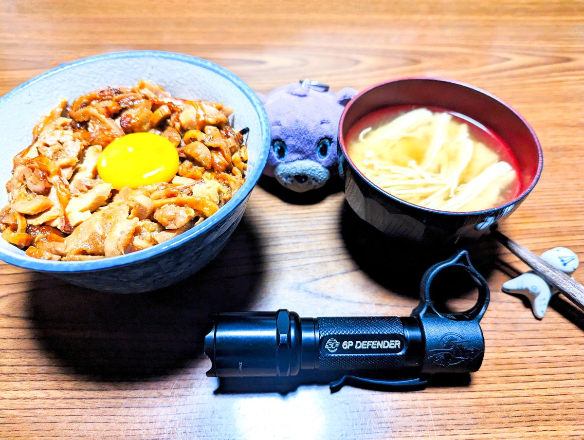 hg4eHPzmvVIEmWD's tweet photo. てりやき丼🐣🍚(´-(ェ)-`;)🦸♥️
#メシアンドライト #SUREFIRE #6PD #Defender #5SpikeBezel #Thyrim #Switchback #シュアファイア https://t.co/9dO39JsvJk