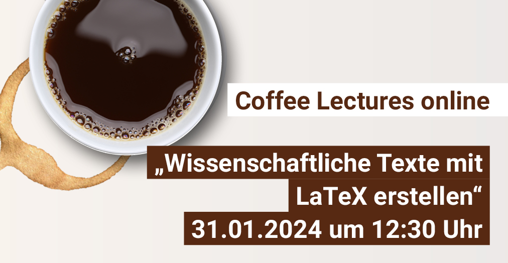LaTeX ist ein Textsatzsystem, das besonders beim Erstellen von umfangreichen u. komplexen wissenschaftl. Texten sehr hilfreich sein kann. In unseren #CoffeeLectures online stellen wir euch Grundlagen, Nutzung u. Stärken von LaTeX vor. 📆31.01. | 12:30 🔗lnktr.thulb.uni-jena.de/go/cl/