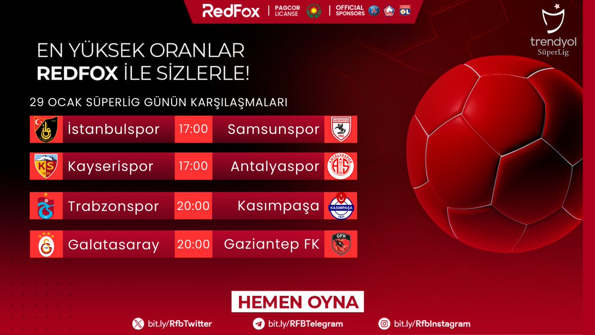 GuncelRedFox's tweet photo. ⚽️ 29 Ocak Süperlig Günün Karşılaşmaları

⚔️ Maç takvimi ve güncel fikstür bilgilerini kaçırmamak için bizi takipte kalın.

🎁 Şimdi bahsinizi yapın, büyük kazançlara adım atın ve #RedFox'ta kazanmanın tadını çıkarın! https://t.co/8O62MTpdQA