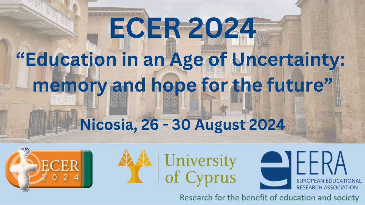 #ECER2024/ @ECER_EERA
'Education in an Age of Uncertainty: memory and hope for the future'
#EdResearch #AcademicChatter #EduSci
Deadline #CallForProposals:  31 January 2024❗️
Further Informations:  eera-ecer.de/conferences/ec…