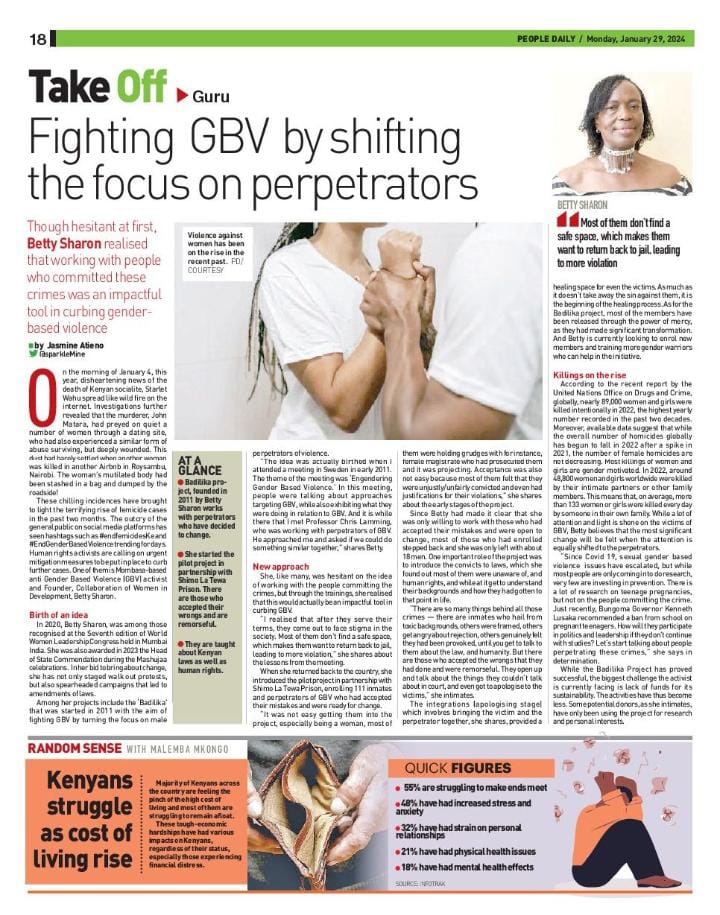 Our Executive Director, Betty Sharon, was featured on today's People Daily Newspaper. Grab a copy and have a read. epaper.pd.co.ke/infinity/artic… #CWIDGender @AkiliDada @ForumCivESA @UAFAfrica @woman_kind @UN_Women