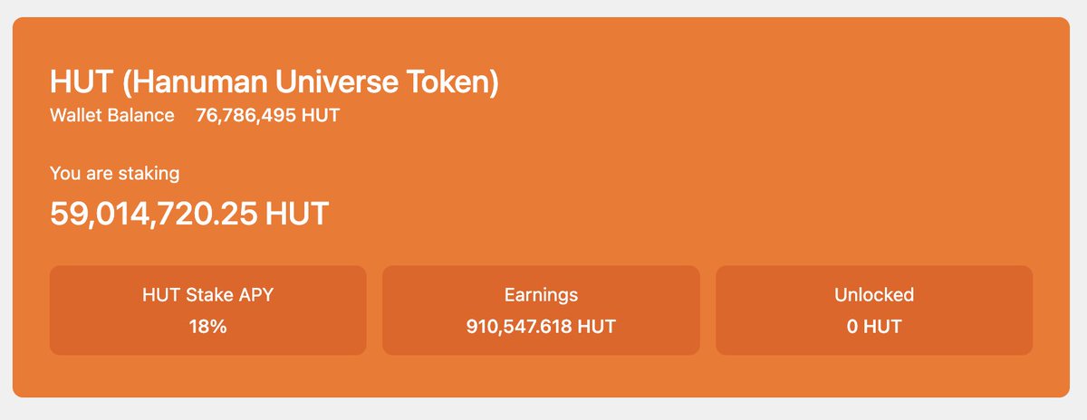 The first reward claim after launching Reward Vault. 
How many of you tried to claim your reward from vault? 

Vault link : app.hanumanuniverse.com

If incase you want to know HUT Reward Vault : 18% APY Paradise for HODLers, Read this blog.

link.medium.com/LV79y8XrVFb

Check the