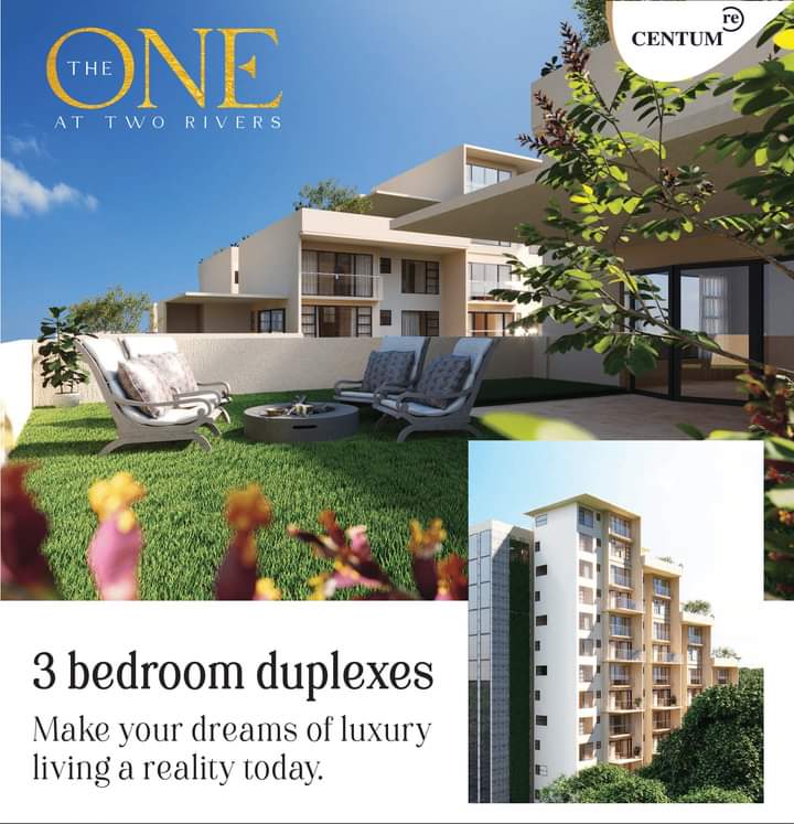 BettyMiguna's tweet photo. Live lavishly #CentumRe's new Two Rivers Duplexes that blend seamlessly into the larger Two Rivers precinct. The 3-bedroom duplexes will feature spectacular double height ceilings, perfectly lit, airy &amp; spacious rooms plus private balconies overlooking the lush Runda neighborhood https://t.co/clFLL14xD1