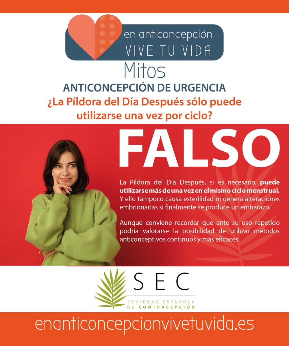Existen alrededor de la anticoncepción creencias erróneas que bien por factores, culturales y educativos hacen que se confundan los beneficios que ofrecen los métodos anticonceptivos. No creas todo lo que te dicen. #Contracepción #Salud #Mujer #AnticoncepciónSEC #mitos