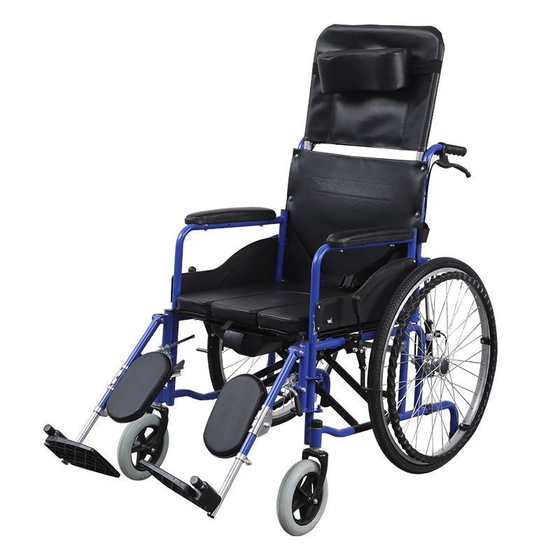 The high back manual wheelchair is a reclining, high strength, lightweight wheelchair in a class of its own. The tilt range is ninety to one hundred and eighty degrees. 
#ComfortableBeds #HealthcareSolutions #MultifunctionalBeds #NursingEquipment #HealthcareSolutions