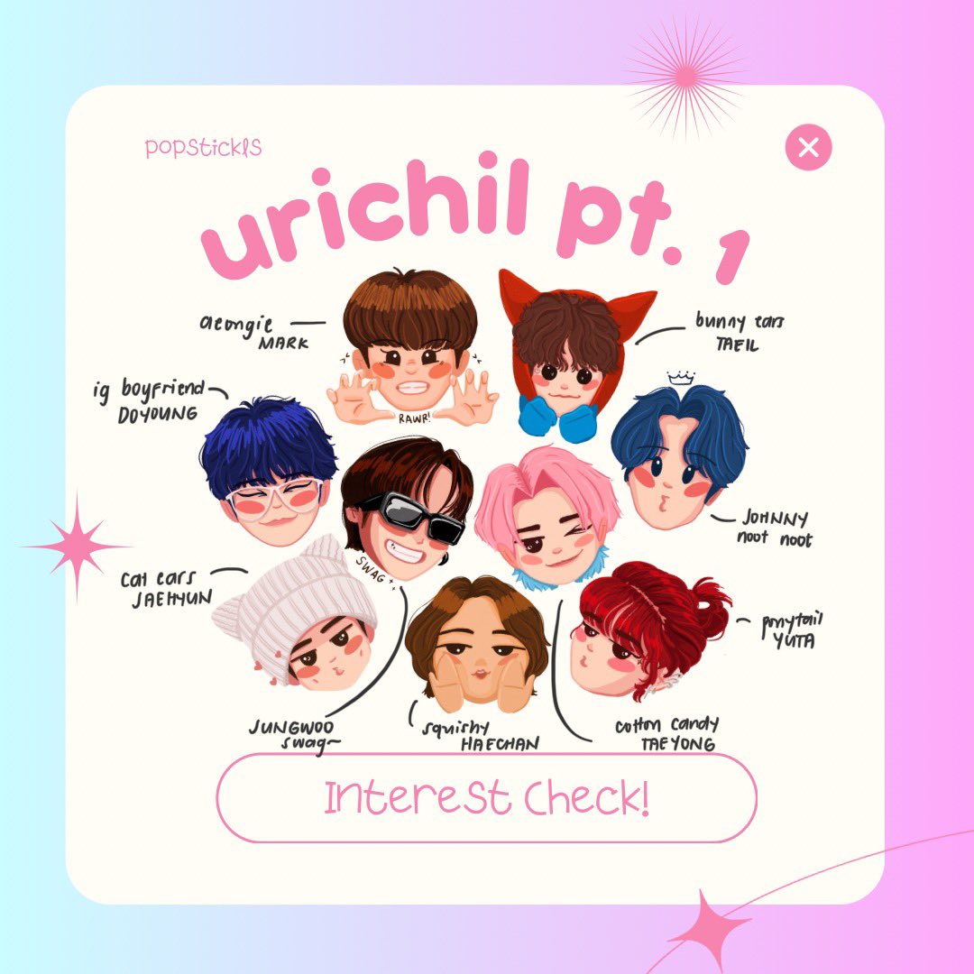 popstickls's tweet photo. 𓏲*ੈ✩ interest check!!

got a few dms to sell these stickers last tubul 🙈

prices are tentative pero around this if ever:
♡ ₱7-10 vinyl sticker
♡ ₱130-180 griptok/keyring

reply if inch!!

t. wts lfb ph nct 127 taeil johnny taeyong yuta doyoung jaehyun jungwoo mark haechan https://t.co/JJV4HKAoox
