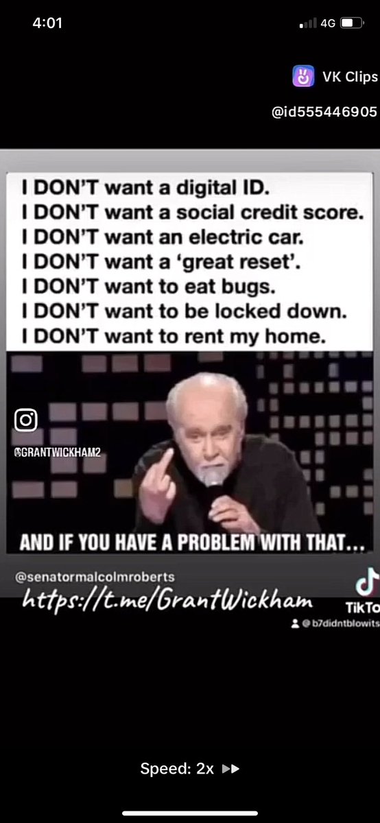 ErraticleeM's tweet photo. Say NO to #DigitalID 
#CreditScore 
#ElectricCars Crap!
#EatingBugs 
#lockdowns 
Being owned by #NWO Government 
#Agenda2030 🖕 https://t.co/jKpkzYIjPr
