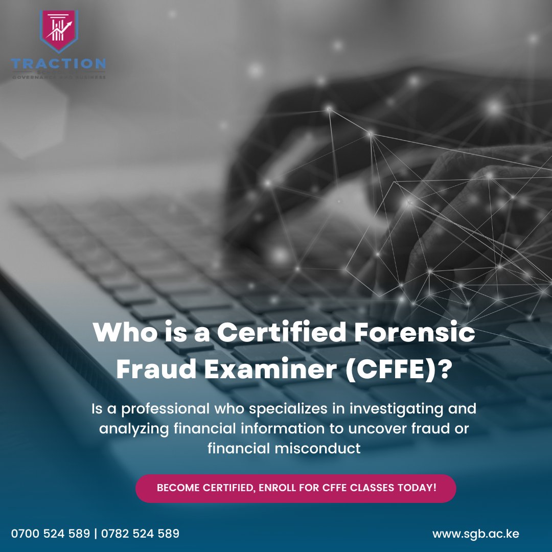 Traction_sgb's tweet photo. INTAKE STILL ONGOING! CLICK HERE:https://t.co/lehYWkGcak TO ENROLL.
MODE OF STUDY: ONLINE
#kasneb #cffe #onlineclasses #forensics #forensicaccounting #forensicfraud #ForensicExaminer #forensicexperts https://t.co/5SuE6b7ocr