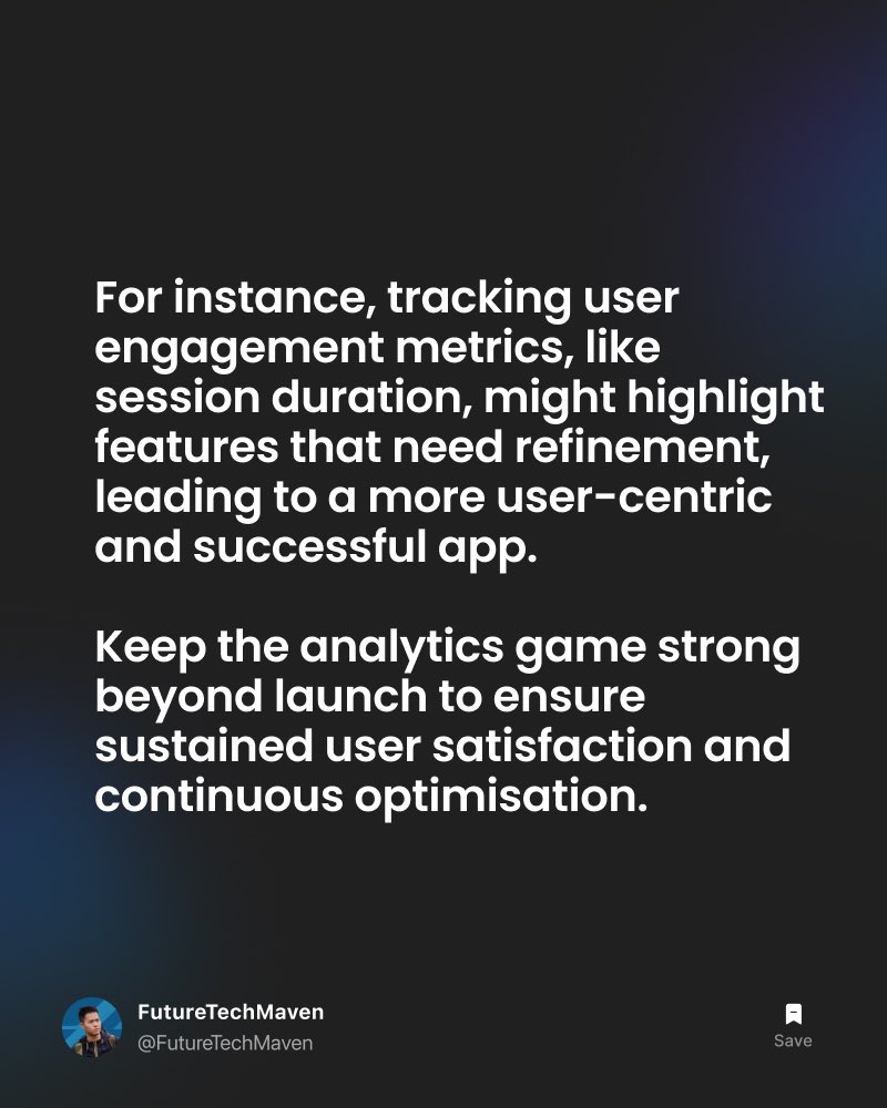 FutureTechMaven's tweet image. 🚀 Launched your app? Now brace for the magic that follows! 🔮 Dive into the world of analytics, unravel user behaviour mysteries, and elevate your app&apos;s performance. Intrigued? Uncover the secrets now! #appwizardry #analyticsadventure #appoptimisation #appanalytics #techtip