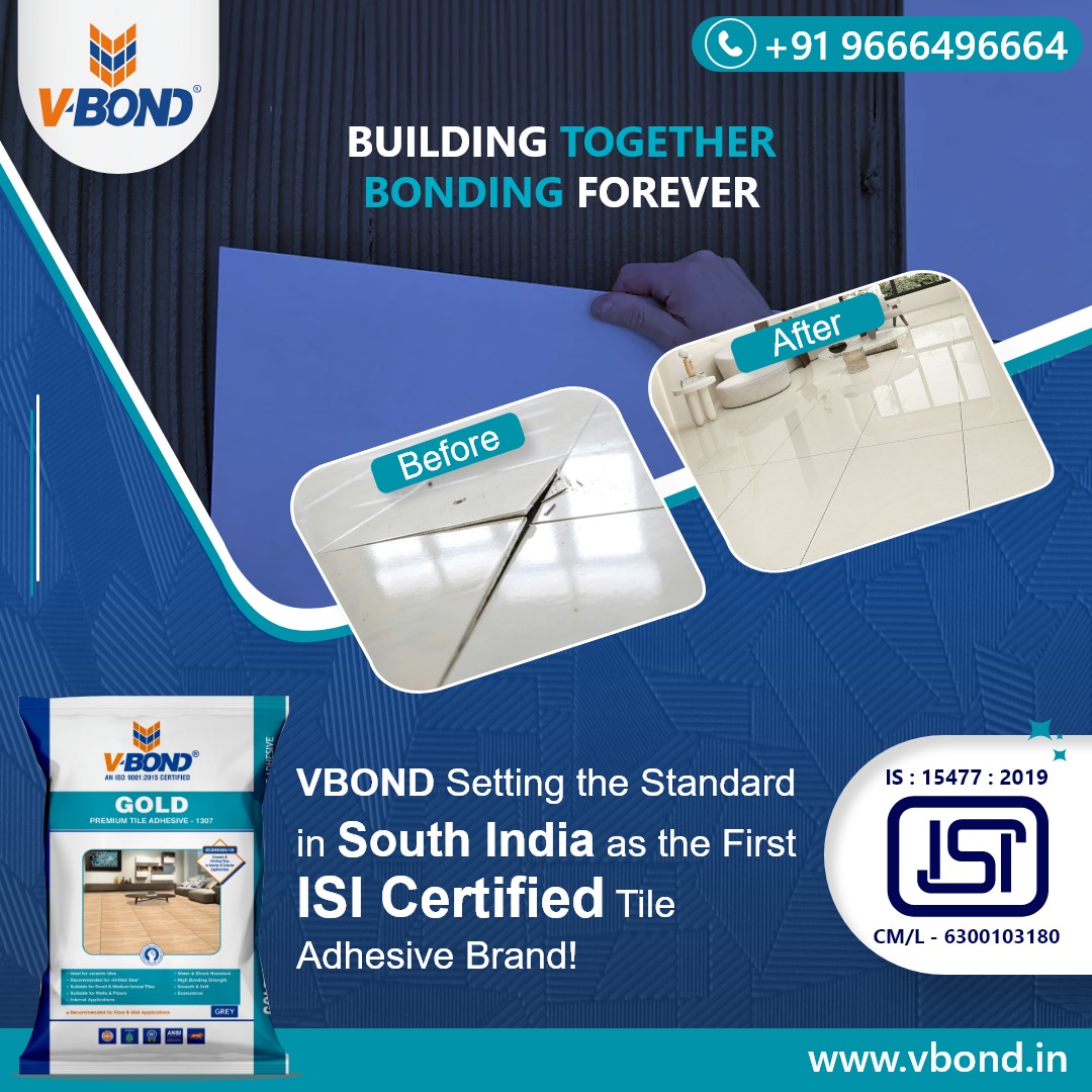 value_bond's tweet photo. Stamped with excellence! VBond proudly wears the ISI Certification as South India's FIRST for Tile Adhesive. Join us in raising the bar of quality! #vbondquality #isicertified #vbondexcellence #tileadhesive #isicertified #southindiainnovation #vbondrevolution #gamechanger #vbond https://t.co/3ut2ti2Jd4