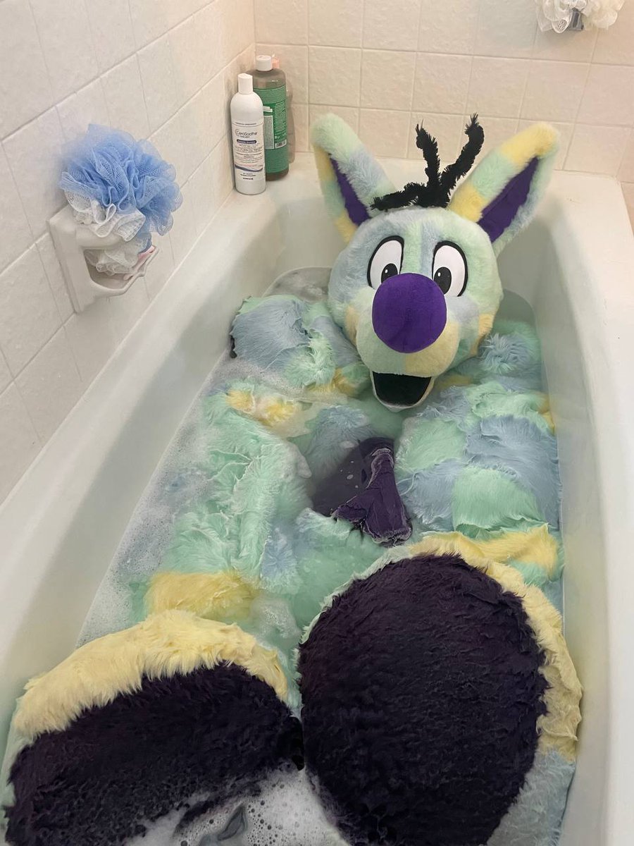 Bath time! What, do you think this stuffing stays fresh and clean by itself?