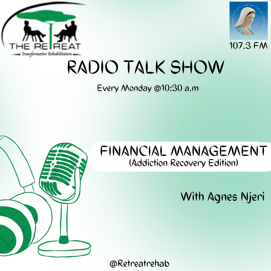 TheRetreatRehab's tweet image. Hello to the new week.

Tune in to our weekly radio talk shows with today&apos;s topic being how to manage finances while in recovery. 

Purpose to tune in .

#radiotalkshow 
#addictionrecovery 
#expandyourknowledge