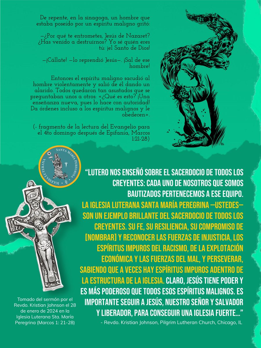 SMPeregrina_Lut's tweet photo. Profético sermón del Revdo. /Prophetic sermon by the Rev. Kristian Johnson

#ILStaMaríaPeregrina has called out the impure spirits from within the institution/ ha señalado a los espíritus impuros dentro de la institución

Jesus overpowers evil!/¡Jesús vence al maligno! 🙏🏻 https://t.co/ajQ0r2i7og