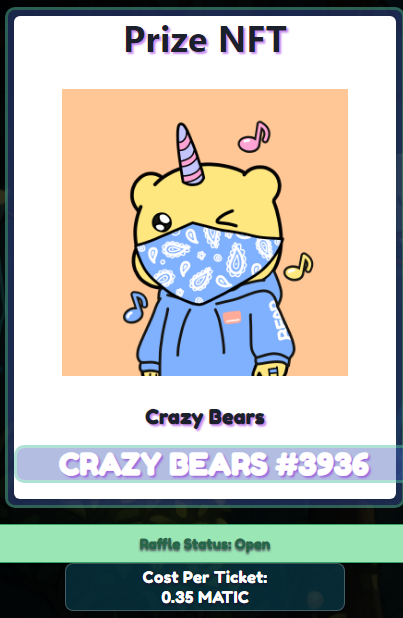 JellyCollective's tweet photo. Want To Win a
@CrazyBearsNFT ?
πJoin the Jelly Raffle !!!
β
0.35 Matic a Ticket
π¨Winner Will Be Drawn in a Week ππ₯³
Buy a Ticket here :π
https://t.co/MGzL2jJj25
#PolygonCommunity #crazybearFam #PolygonRaffle #raffle #blockchainraffle #polygon #crazyBearNFT #jelly #jellies