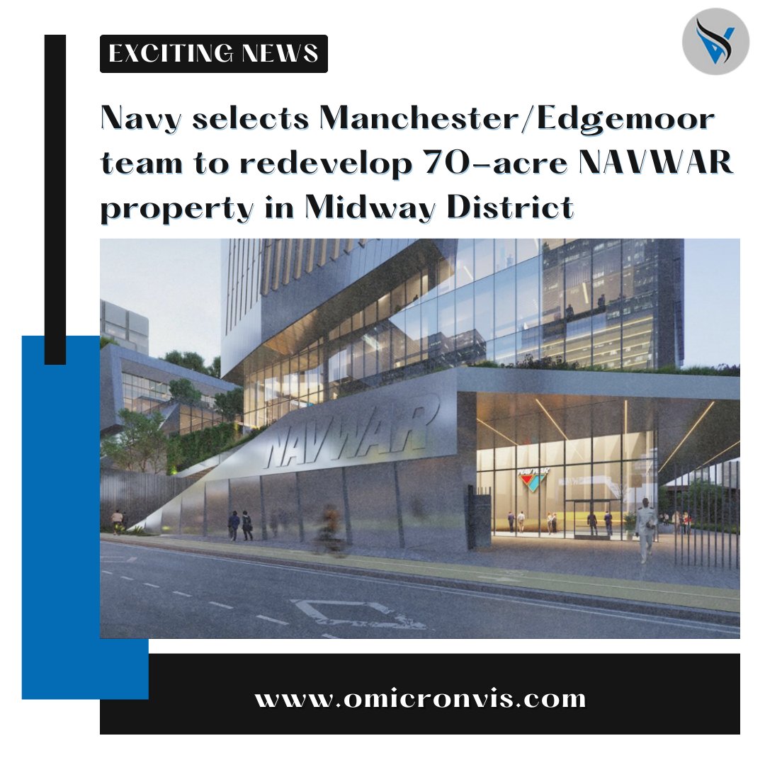 🌟 Exciting News!
.
The US Navy has chosen the dynamic duo of Manchester Financial Group and Edgemoor Infrastructure and Real Estate to transform the 70-acre NAVWAR property in San Diego's Midway District! 🚀
.
#NAVWARRedevelopment #NavyInnovation #Efficiencymatters #business