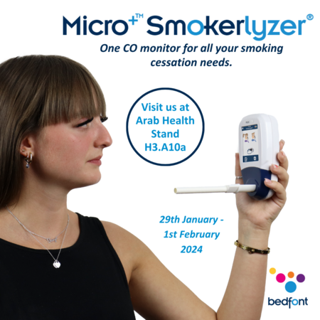 The Micro+ Smokerlyzer monitors CO by measuring the CO levels of the patients breath. Bedfont are at Arab Health 2024, with the Micro+ Smokerlyzer, at the Dubai world health centre. 
hubs.ly/Q02gqNPV0
.
.
 #StopSmoking #Micro #Dubai #ArabHealth2024 #BedfontScientificLtd