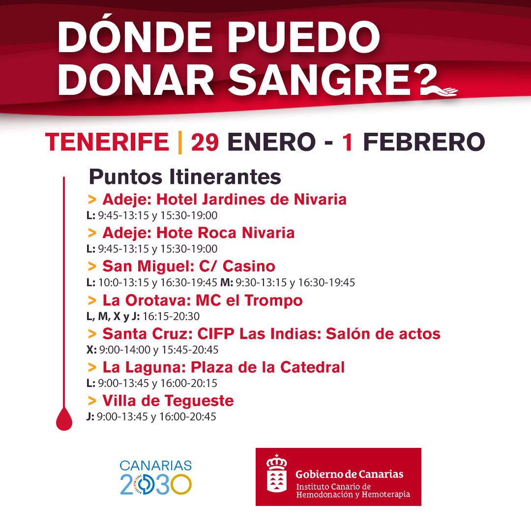 ichhCanarias's tweet photo. ¡Tenerife te necesita! Tu momento de actuar es ahora 🕘 Encuentra tu lugar y tiempo perfectos en los puntos itinerantes para donar sangre. ¡Tu esfuerzo salva vidas y mantiene los corazones latiendo en la isla! 🌴❤️ #DonaSangre #SalvaVidas https://t.co/ML8UCtXcol